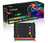 C746dn Compatible for Lexmark Toner Cartridge with Chip C746dn C746dtn C746n C748de C748dte Printers (4-Pack BK/C/M/Y)