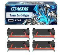 C746DN Toner Cartridges Compatible for Lexmark C746dn C746dtn C746n C748de C748dte C748e Printers, With Chip Large Capacity 22000 Pages (4 Pack Black)