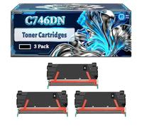 C746DN Toner Cartridges Compatible for Lexmark C746dn C746dtn C746n C748de C748dte C748e Printers, With Chip Large Capacity 22000 Pages (3 Pack Black)