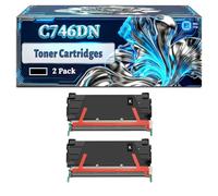 C746DN Toner Cartridges Compatible for Lexmark C746dn C746dtn C746n C748de C748dte C748e Printers, With Chip Large Capacity 22000 Pages (2 Pack Black)