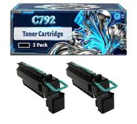 C792 Toner Cartridge Compatible for Lexmark C792de C792dhe C792dte C792E Printers, With Chip Large Capacity 20000 Pages (2 Pack Black)