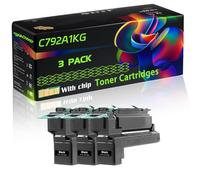C792A1KG Compatible for Lexmark Toner Cartridges with Chip C792de C792dhe C792dte C792E X792de Printers (3 Pack Black)