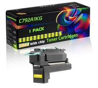 C792A1KG Compatible for Lexmark Toner Cartridges with Chip C792de C792dhe C792dte C792E X792de Printers (1 Pack Yellow)