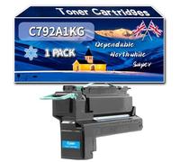 C792A1KG Toner Cartridges Compatible for Lexmark C790 Series C792DE C792DHE C792DTE C792E C792 Series Printers, High-Definition Printing Effect with Chip, 6000 Pages (1 Pack Cyan)