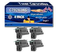 C792X1KG Toner Cartridges Compatible for Lexmark C790 Series C792DE C792DHE C792DTE C792E C792 Series Printers, High-Definition Printing Effect with Chip, 20000 Pages (4 Pack Black)