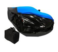 C8 Corvette Ultraguard Stretch Satin Indoor Car Cover : Sport Series - The Ultimate HIGH END Custom Fit for 2020-2023 Stingray, Z06, Z51 Corvettes (Blue/Black)