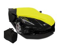 C8 Corvette Ultraguard Stretch Satin Indoor Car Cover : Sport Series - The Ultimate High End Custom Fit for 2020-2023 Stingray, Z06, Z51 Corvettes (Yellow/Black)