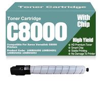C8000 Color Toner Cartridges Compatible 106R04050 106R04051 106R04052 106R04053 Toner High Yield High Capacity for Xerox Versalink C8000 Printers,Black-C8000