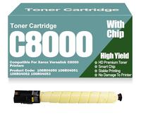 C8000 Color Toner Cartridges Compatible 106R04050 106R04051 106R04052 106R04053 Toner High Yield High Capacity for Xerox Versalink C8000 Printers,Yellow-C8000
