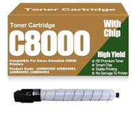 C8000 Toner Cartridges Compatible Replacement 106R04050 106R04051 106R04052 106R04053 Black Yellow Magenta Cyan Toner High Yield for Xerox Versalink C8000 Printers,Black-C8000