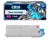 C810 Toner Cartridge Compatible for Okidata OKI C810 C810cdtn C810dn C810n C830 C830cdtn C830dn MC851cdtn Printers, With Chip Large Capacity 8000 Pages (1 Pack Magenta)