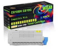 C810BK C810C C810M C810BK Compatible for Okidata OKI Toner Cartridge with Chip Oki C810dn C830dn Printers (1 Pack Yellow)