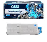 C822 Toner Cartridge Compatible for Okidata OKI C822 C822dn C822n Printers, With Chip Large Capacity 7000 Pages (1 Pack Cyan)