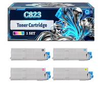 C823 Toner Cartridge Compatible for Okidata OKI C823 C823dn C823n C833 C833dn C833n C843 C843dn Printers, With Chip Large Capacity 7000 Pages (4-Pack BK/C/M/Y)