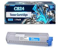 C824 Toner Cartridge Compatible for Okidata OKI C824dn C824n C834dnw C834nw C844dnw Printers, With Chip Large Capacity 5000 Pages (1 Pack Cyan)