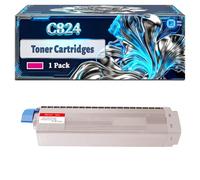 C824 Toner Cartridges Compatible for Okidata OKI C824 C834 C844 Printers, With Chip Large Capacity 6000 Pages (1 Pack Magenta)