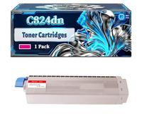 C824dn Toner Cartridges Compatible for Okidata OKI C824dn C824n C834dnw C834nw C844dnw Printers, With Chip Large Capacity 6000 Pages (1 Pack Magenta)