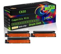 C830 Compatible for Okidata OKI Drum Unit with Chip C821n MC851 C830 C830cdtn MC851cdxn C830dn MC851dn Printers (3 Pack Black)