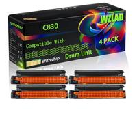 C830 Compatible for Okidata OKI Drum Unit with Chip MC851cdtn MC860 MC860cdtn MC860dn MC861 MC861cdtn Printers (4 Pack Black)