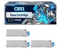 C831 Toner Cartridge Compatible for Okidata OKI C831 C831cdtn C831DM C831dn C831n C841 C841cdtn C841dn C841n Printers, With Chip Large Capacity 10000 Pages (3 Pack Black)