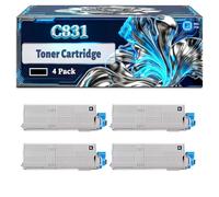 C831 Toner Cartridge Compatible for Okidata OKI C831 C831cdtn C831DM C831dn C831n C841 C841cdtn C841dn C841n Printers, With Chip Large Capacity 10000 Pages (4 Pack Black)