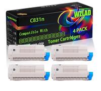 C831n Compatible for Okidata OKI Toner Cartridges with Chip C831 C831n C831cdtn C841 C831DM C841cdtn C831dn C841dn Printers (4 Pack Black)