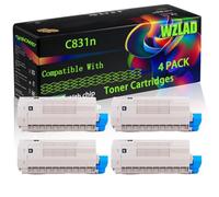 C831n Compatible for Okidata OKI Toner Cartridges with Chip C831 C831n C831cdtn C841 C831DM C841cdtn C831dn C841dn Printers (4 Pack Black)