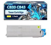 C833 C843 Toner Cartridge Compatible for Okidata OKI C823 C823dn C823n C833 C833dn C833n C843 C843dn Printers, With Chip Large Capacity 10000 Pages (1 Pack Yellow)