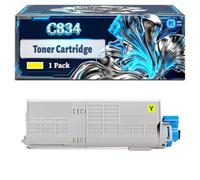 C834 Toner Cartridge Compatible for Okidata OKI C834dnw C834nw C844dnw Printers, With Chip Large Capacity 10000 Pages (1 Pack Yellow)