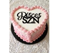 C879 Black Pisces SZN Cake Topper For Zodiac Birthday Party Decorations | Astrology Themed Celebration Supplies For Pisces Season | Stylish Acrylic Cake Decor Sign