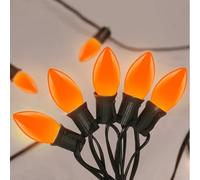 C9 LED Orange Christmas String Lights 25Ft Outdoor Christmas Decorations Lights with 26 LED Shatterproof Orange Bulbs, Hanging Christmas Lights for Outdoor Patio Roofline Backyard Party Garden Lawn