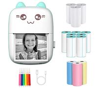 C9 Portable Mini Sticker Printer, Inkless Bluetooth Pocket Thermal Printer Wireless Label Machine Mini Photo Printer for Printing Logo, Notes,Journal,List,Memo(including13 rolls of printing paper)