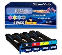 C911 Drum Unit Compatible for Okidata OKI C911dn C931dn C941dn Printers, High-Definition Printing Effect with Chip, 50000 Pages (4-Pack BK/C/M/Y)
