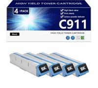 C911 Toner Cartridge Extra High Yield Compatible with Chip for OKI C911 C911dn C931e C931dn C941e C941dn C942dn Printers, Clear and Sharp,Black-4 pack