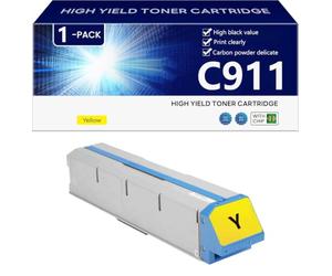 C911 Toner Cartridge Extra High Yield Compatible with Chip for OKI C911 C911dn C931e C931dn C941e C941dn C942dn Printers, Clear and Sharp,Yellow-1 pack