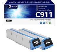 C911 Toner Cartridge with Chip for OKI C911 C911dn C931e C931dn C941e C941dn C942dn Printers, for School Hospital and Bank, 38000 Pages,Black-2 pack