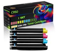 C950 Compatible for Lexmark Toner Cartridges with Chip X952DE X952DTE X954 X954DTE X954DE X955DE X950DHE X950DE X950 C950DE Printers (4-Pack BK/C/M/Y)