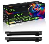 C950 Compatible for Lexmark Toner Cartridges with Chip X952DE X952DTE X954 X954DTE X954DE X955DE X950DHE X950DE X950 C950DE Printers (2 Pack Black)