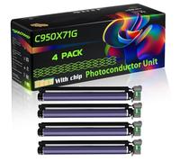 C950X71G Compatible for Lexmark Photoconductor Unit with Chip C950de X950 X950de X950dhe X952 X952de Printers (4 Pack Black)