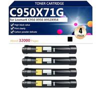 C950X71G Compatible Toner Cartridges for LexmarK C950 X950 X952 X954 Printers, High Yield 30000 Pages, High Definition Printing,Black-4 pack