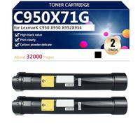 C950X71G Compatible Toner Cartridges for LexmarK C950 X950 X952 X954 Printers, High Yield 30000 Pages, High Definition Printing,Black-2 pack