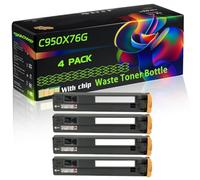 C950X76G Compatible for Lexmark Waste Toner Bottle with Chip C950de X950 X950de X954de X950dhe X952 Printers (4 Pack Black)