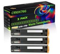 C950X76G Compatible for Lexmark Waste Toner Bottle with Chip C950de X950 X950de X954de X950dhe X952 Printers (3 Pack Black)