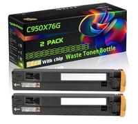 C950X76G Compatible for Lexmark Waste Toner Bottle with Chip C950de X950 X950de X954de X950dhe X952 Printers (2-Pack Black)