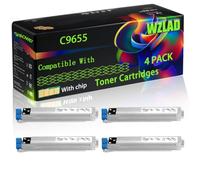 C9655 Compatible for Okidata OKI Toner Cartridges with Chip C9655 C9655hdtn C9655dn C9655n Printers (4 Pack Black)