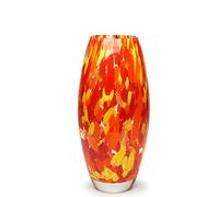 Ca D Oro Glass Vase Orange/Yellow Confetti Hand Blown Murano-Style Art Glass for Flower and Decor - Model Oliva G