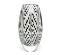 Ca D Oro Murano Style Glass Vase Black and White Feather Pattern Hand Blown Art Glass for Flower, Room Decoration and Centerpiece - Model 54 MS