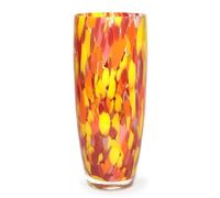 Ca D Oro Murano-Style Glass Vase Orange/Yellow Confetti Effect Hand Blown Art Glass Crystal for Flower, Room Decoration and Centerpiece - Model AD3