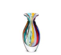 Ca D Oro Small Glass Vase Boho with Colored Canes Hand Blown Murano-Style Art Glass - Model Nº 2