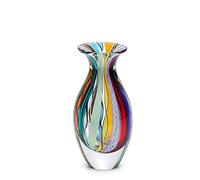 Ca D Oro Small Glass Vase Boho with Colored Canes Hand Blown Murano-Style Art Glass - Model Nº 2